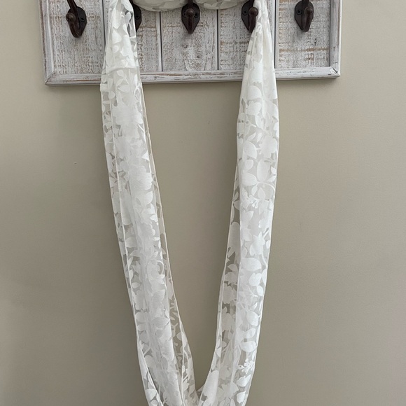 White Floral Lightweight Infinity Scarf - Picture 3 of 5